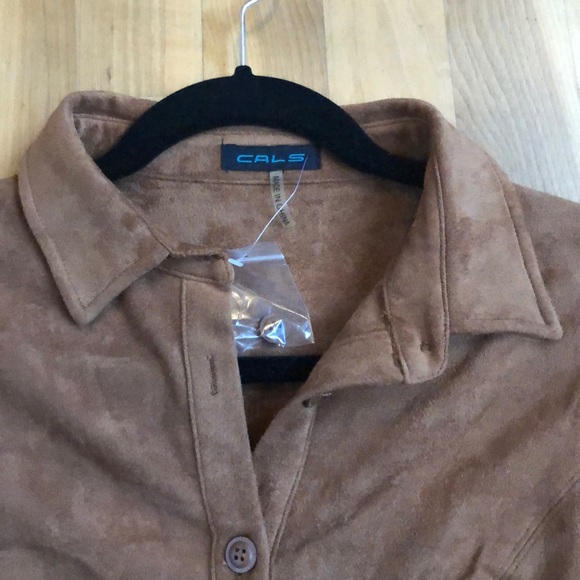 Cals mini dress in faux brown suede - Picture 2 of 4